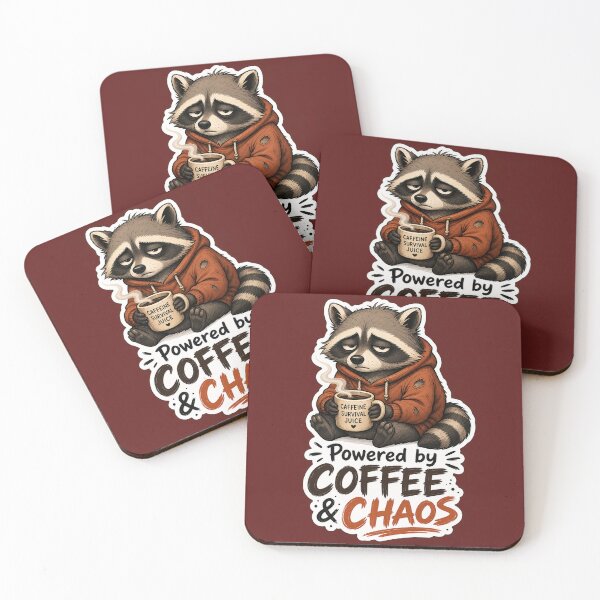 Item preview, Powered By Coffee And Chaos Jimothy Raccoon Meme designed and sold by GraphixKing999.