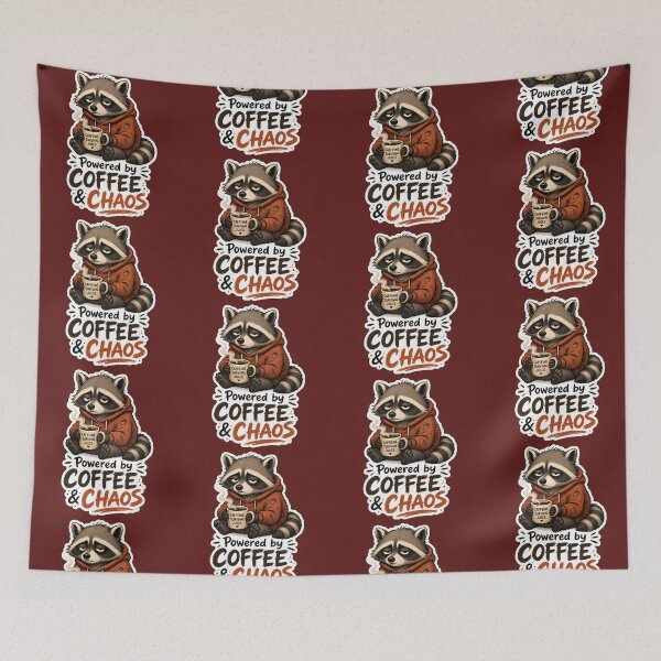 Item preview, Powered By Coffee And Chaos Jimothy Raccoon Meme designed and sold by GraphixKing999.