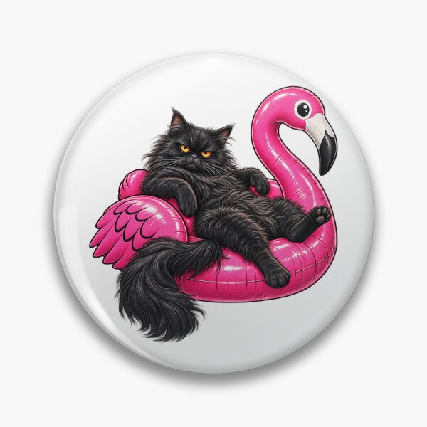 Item preview, Chonky Fat Cat On A Pink Flamingo Floatie Grumpy Mad Black Cat designed and sold by WolfmanProphecy.