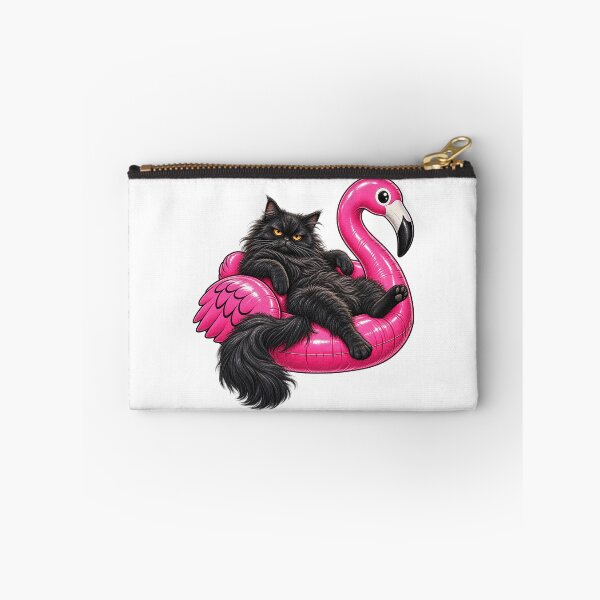 Item preview, Chonky Fat Cat On A Pink Flamingo Floatie Grumpy Mad Black Cat designed and sold by WolfmanProphecy.