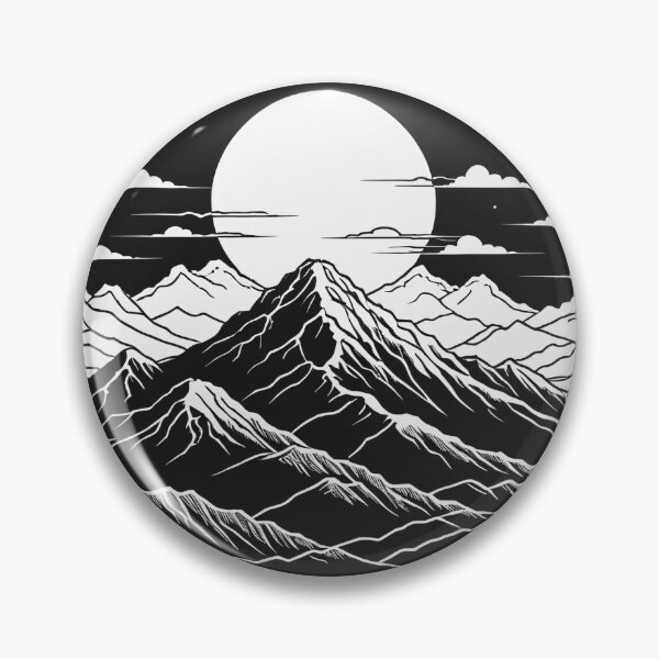 Item preview, Continuous Line Mountain Range with Sun Ukiyo-e Woodblock Style – Minimalist nature gift designed and sold by michallechowicz.
