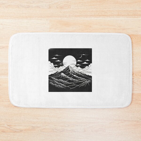 Item preview, Continuous Line Mountain Range with Sun Ukiyo-e Woodblock Style – Minimalist nature gift designed and sold by michallechowicz.