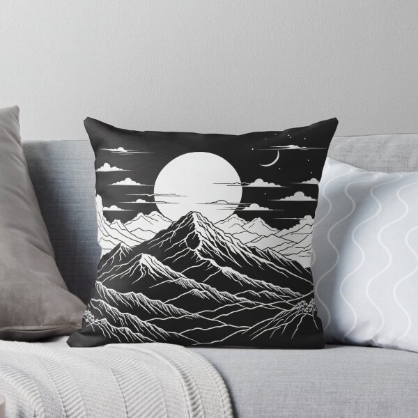 Item preview, Continuous Line Mountain Range with Sun Ukiyo-e Woodblock Style – Minimalist nature gift designed and sold by michallechowicz.