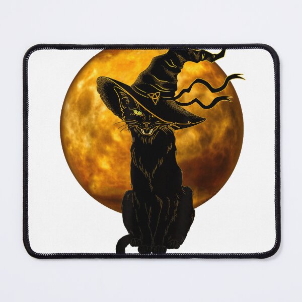 Item preview, Scary Vintage Black Cat with Witch Hat Full Moon - Halloween T-Shirt designed and sold by Magoya Store ⭐⭐⭐⭐⭐.