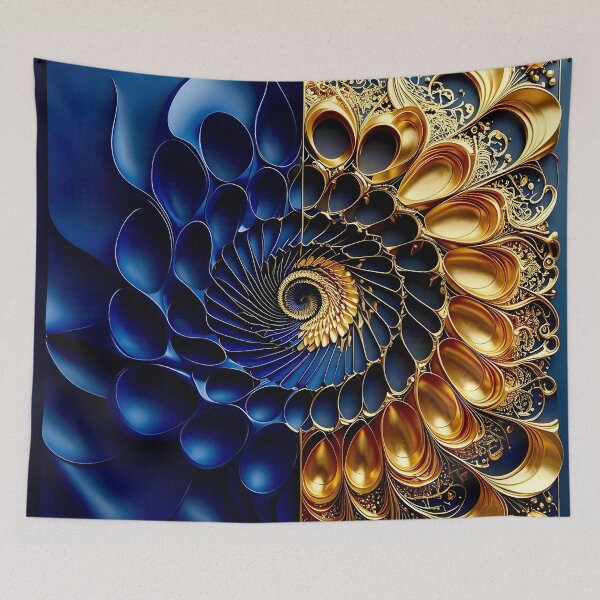 Item preview, Intricate Duality of Royal Navy Velvet and Gold Filigree designed and sold by Vicky Brago-Mitchell®.