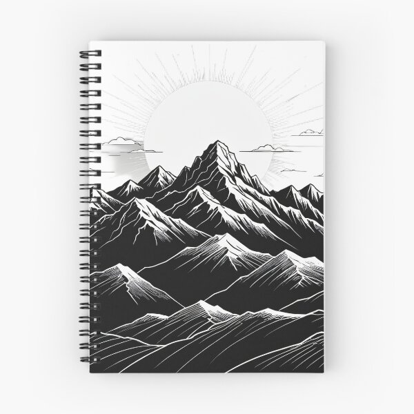 Item preview, Continuous Line Mountain Range with Sun Pop Art Halftone Style – Minimalist nature gift designed and sold by michallechowicz.