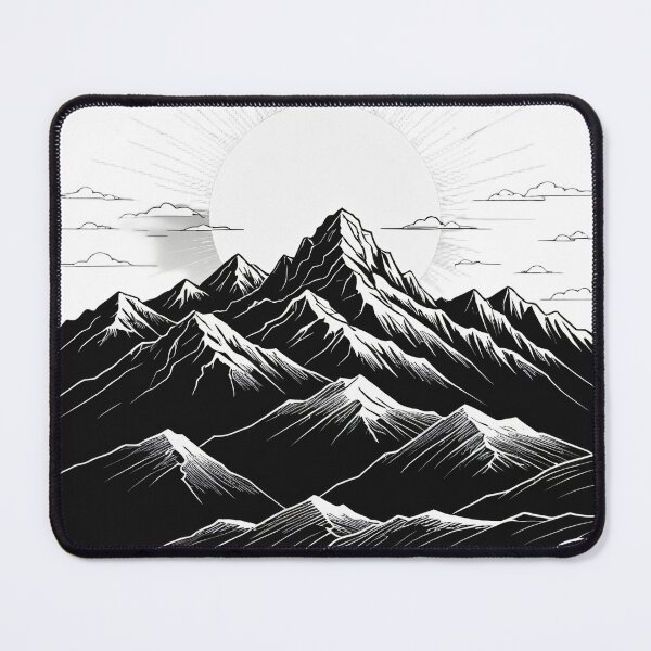 Item preview, Continuous Line Mountain Range with Sun Pop Art Halftone Style – Minimalist nature gift designed and sold by michallechowicz.