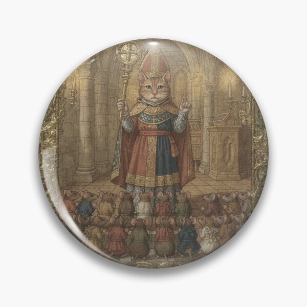 Item preview, Cat Bishop Blessing the Mice Medieval Manuscript designed and sold by PictorialWhimsy.