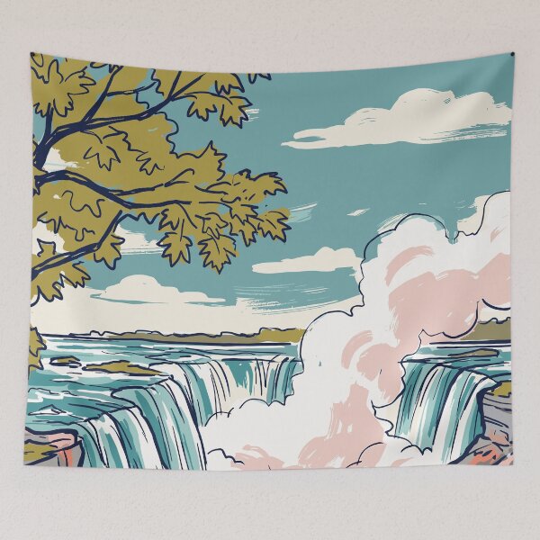 Aperçu de l'œuvre Chutes du Niagara, voyage vintage rétro au Canada créée et vendue par RareDeerArt.