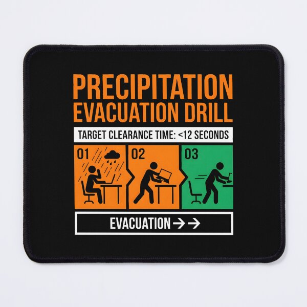 Item preview, Precipitation Evacuation Drill - Desk Worker Rain Humor designed and sold by SplashTastic.