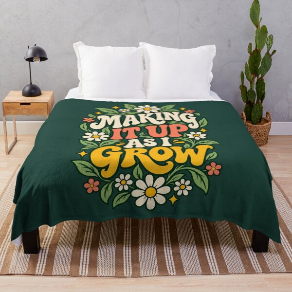 Item preview, Making It Up As I Grow – Retro Botanical Quote designed and sold by junkydotcom.