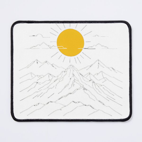 Item preview, Continuous Line Mountain Range with Sun Neon Glow Dark Style – Minimalist nature gift designed and sold by michallechowicz.