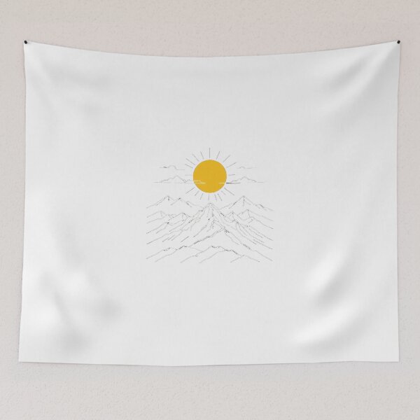 Item preview, Continuous Line Mountain Range with Sun Neon Glow Dark Style – Minimalist nature gift designed and sold by michallechowicz.