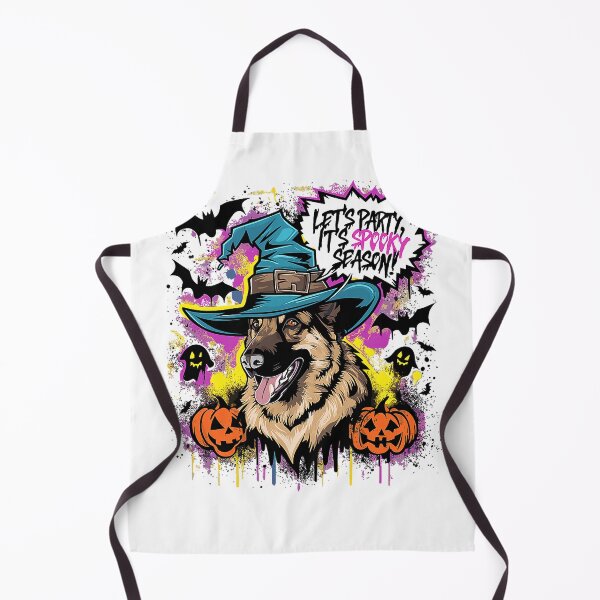 Aperçu de l'œuvre Faisons la fête ! C'est la saison des frissons ! T-shirt premium tri-blend berger allemand pour Halloween créée et vendue par PrintWaveMagic.