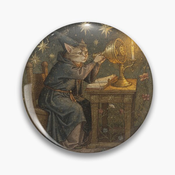 Item preview, Cat Astronomer Charting the Stars Medieval Manuscript designed and sold by PictorialWhimsy.