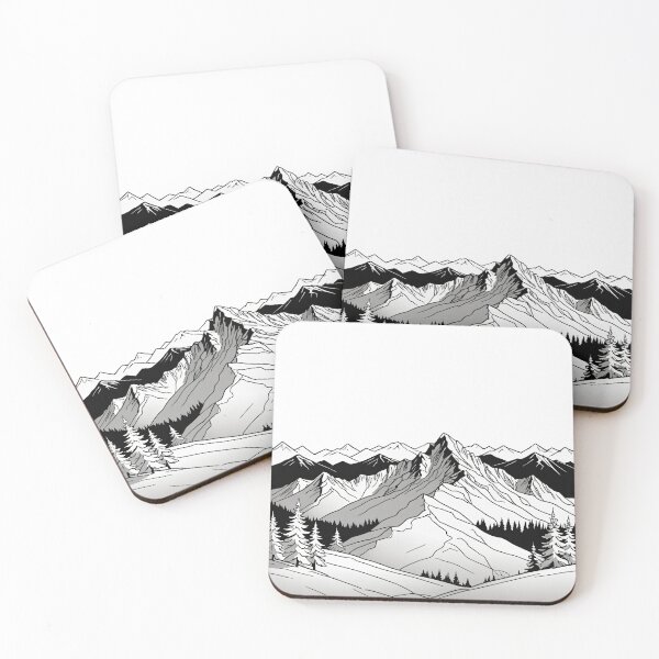 Item preview, Continuous Line Mountain Range with Sun Winter Holiday Style – Minimalist nature gift designed and sold by michallechowicz.
