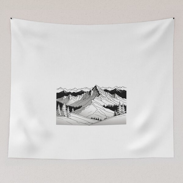 Item preview, Continuous Line Mountain Range with Sun Winter Holiday Style – Minimalist nature gift designed and sold by michallechowicz.
