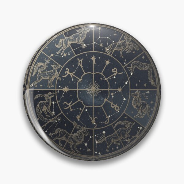 Item preview, Golden Zodiac Constellation Wheel Chart designed and sold by PictorialWhimsy.