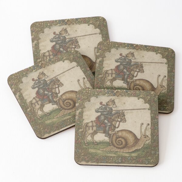 Item preview, Cat Knight Jousting a Snail Medieval Manuscript designed and sold by PictorialWhimsy.