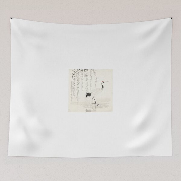 Item preview, Ink Crane and Willow Japanese Art Print designed and sold by PictorialWhimsy.