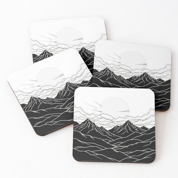 Item preview, Continuous Line Mountain Range with Sun Galaxy Space Style – Minimalist nature gift designed and sold by michallechowicz.