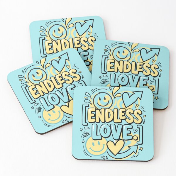 Artikelvorschau, Typografie „Endlose Liebe“ mit Smiley – Niedliches, positives Liebesdesign entworfen und verkauft von RajDeals.