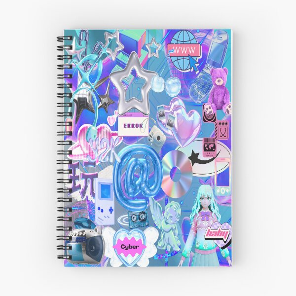 Item preview, Cybercore Y2K Aesthetic Collage - Chrome Stars, Retro Tech & Anime designed and sold by Side By Side Studio.