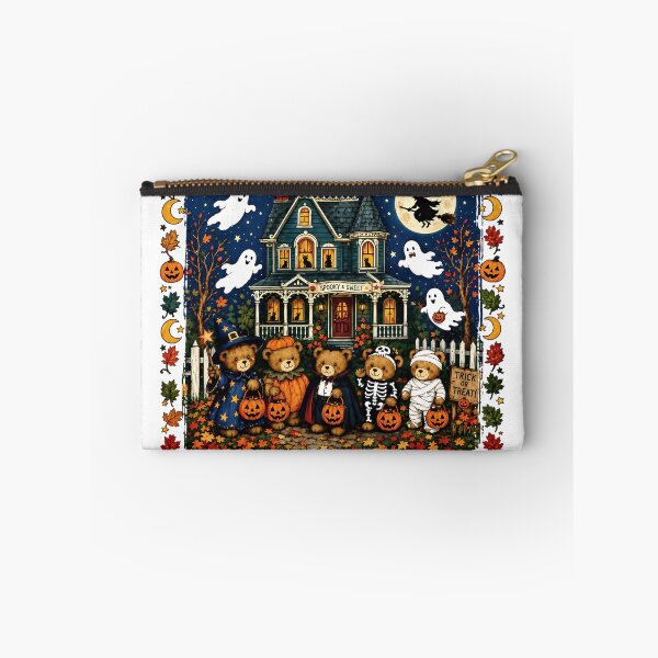 Item preview, Retro Vintage 90s Ghosts Trick-or-Treat Bears Haunted House Sweatshirt designed and sold by Juvestore24.