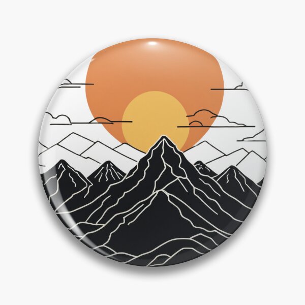 Item preview, Continuous Line Mountain Range with Sun Vintage 70s Style – Minimalist nature gift designed and sold by michallechowicz.