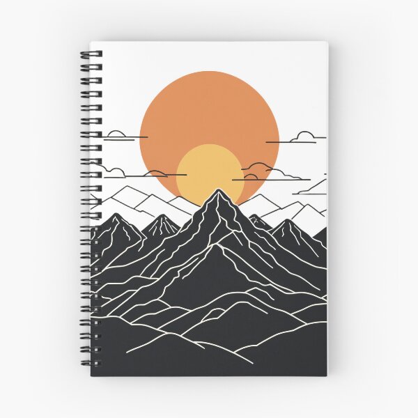Item preview, Continuous Line Mountain Range with Sun Vintage 70s Style – Minimalist nature gift designed and sold by michallechowicz.