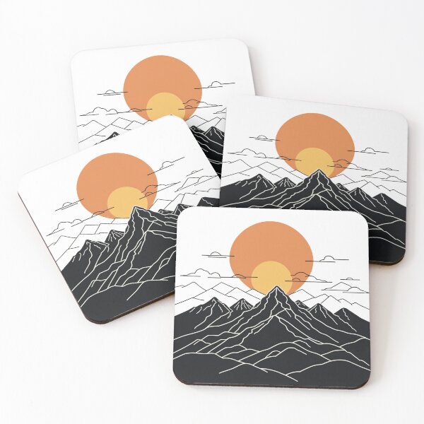 Item preview, Continuous Line Mountain Range with Sun Vintage 70s Style – Minimalist nature gift designed and sold by michallechowicz.