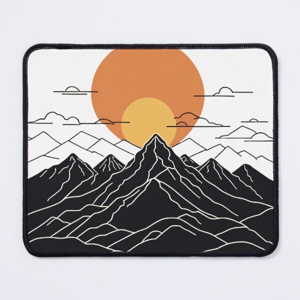 Item preview, Continuous Line Mountain Range with Sun Vintage 70s Style – Minimalist nature gift designed and sold by michallechowicz.