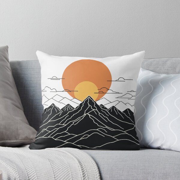 Item preview, Continuous Line Mountain Range with Sun Vintage 70s Style – Minimalist nature gift designed and sold by michallechowicz.