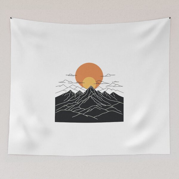 Item preview, Continuous Line Mountain Range with Sun Vintage 70s Style – Minimalist nature gift designed and sold by michallechowicz.