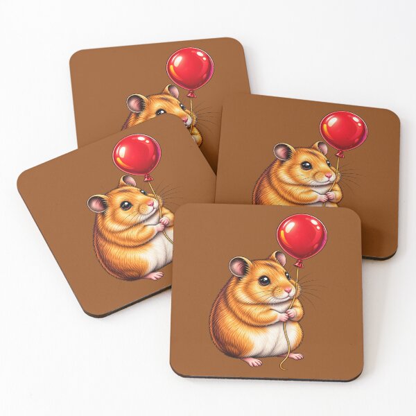 Item preview, Cute Hamster with Red Balloon designed and sold by Hari Arts.
