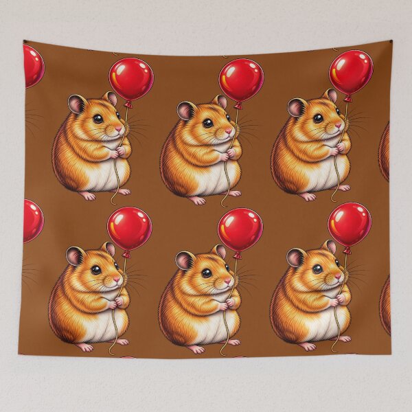 Item preview, Cute Hamster with Red Balloon designed and sold by Hari Arts.