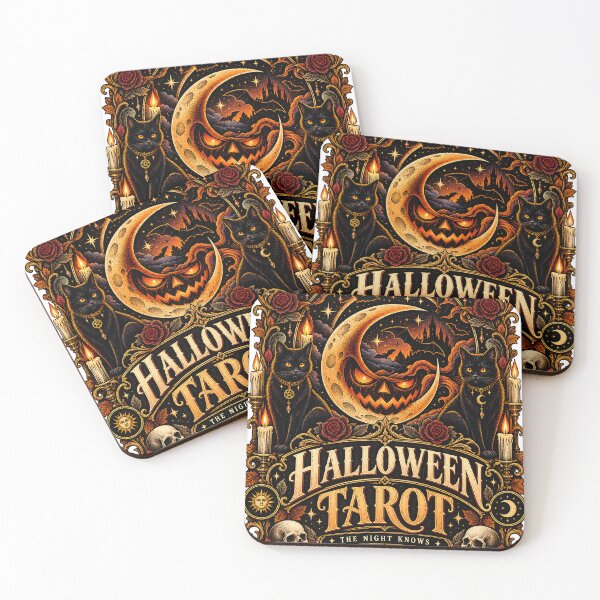 Item preview, Vintage Halloween Tarot Mystical Moon & Black Cat Gothic designed and sold by deluxelion.