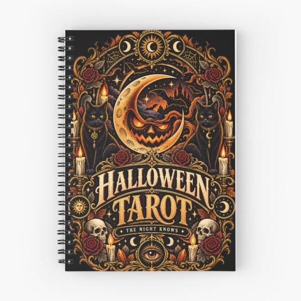 Item preview, Vintage Halloween Tarot Mystical Moon & Black Cat Gothic designed and sold by deluxelion.