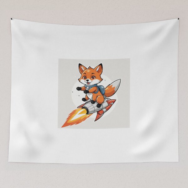 Item preview, Fox Riding a Rocket Chibi Style – Fox lover gift designed and sold by michallechowicz.
