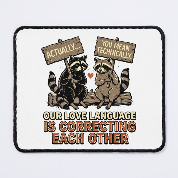 Item preview, Our Love Language Is Correcting Each Other - Funny Raccoon Couple Meme designed and sold by BumbleBloom7.
