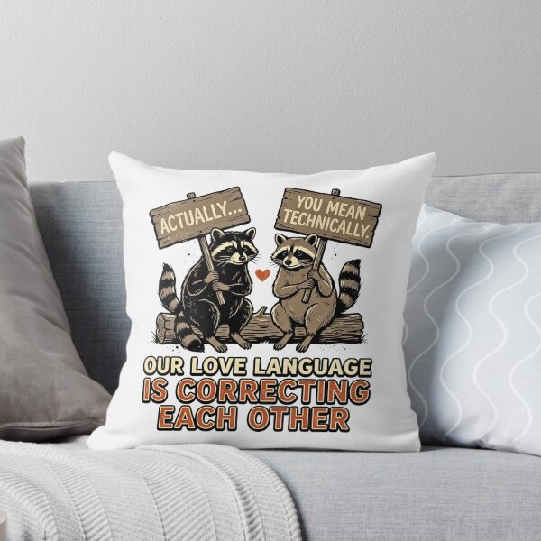 Item preview, Our Love Language Is Correcting Each Other - Funny Raccoon Couple Meme designed and sold by BumbleBloom7.