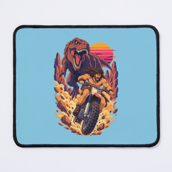Item preview, Caveman on a Dirt Bike Chased by T Rex – Retro Synthwave Dino Chase designed and sold by KungPowUnicorn.