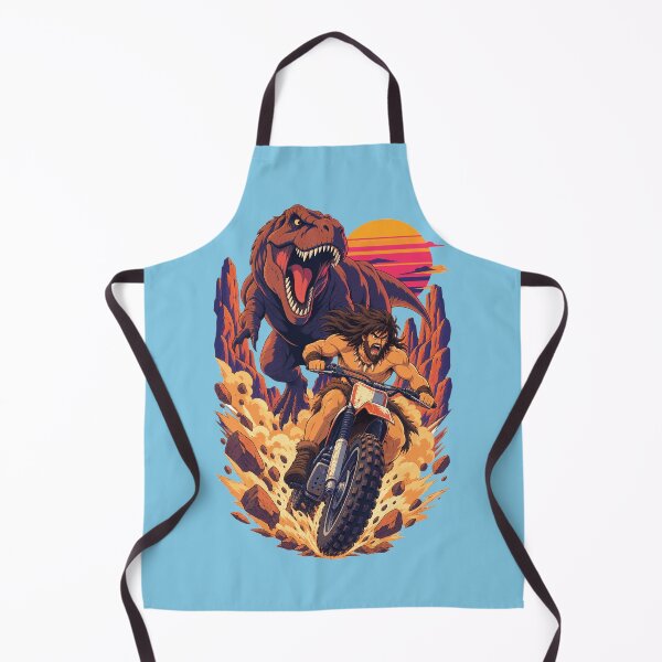 Item preview, Caveman on a Dirt Bike Chased by T Rex – Retro Synthwave Dino Chase designed and sold by KungPowUnicorn.