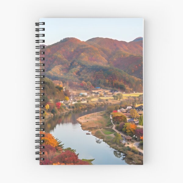 Item preview, Breathtaking Autumn Foliage at Andong Hahoe Folk Village, Korea: Vibrant Fall Colors, Golden Rice Fields, Nakdong River & Traditional Hanok Architecture Art Print, Poster & Home Decor designed and sold by SOOstudio73.