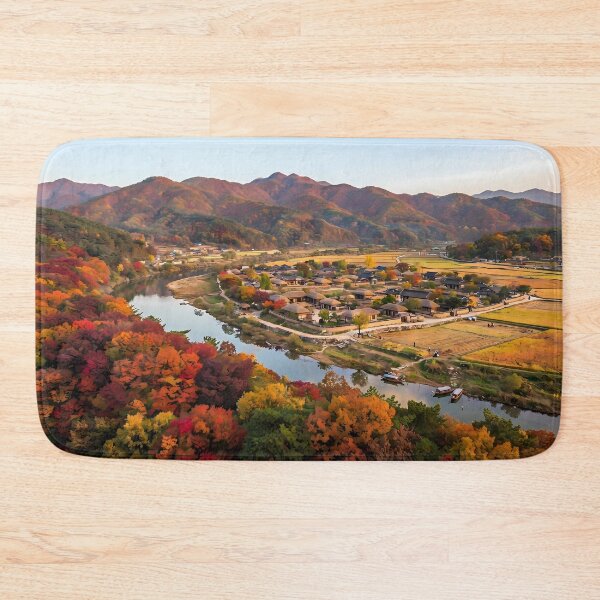 Item preview, Breathtaking Autumn Foliage at Andong Hahoe Folk Village, Korea: Vibrant Fall Colors, Golden Rice Fields, Nakdong River & Traditional Hanok Architecture Art Print, Poster & Home Decor designed and sold by SOOstudio73.