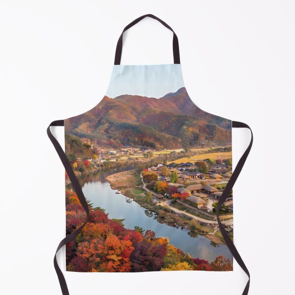 Item preview, Breathtaking Autumn Foliage at Andong Hahoe Folk Village, Korea: Vibrant Fall Colors, Golden Rice Fields, Nakdong River & Traditional Hanok Architecture Art Print, Poster & Home Decor designed and sold by SOOstudio73.