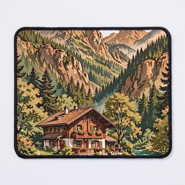 Item preview, Switzerland Alpine Chalet Vintage Art Print designed and sold by Koalangel.