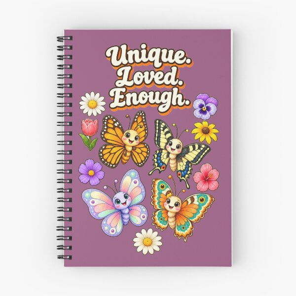 Item preview, Unique. Loved. Enough. – Cute Butterflies & Wildflowers Inspirational Design designed and sold by Cartoon art with a purpose ❤️ Supporting Althea’s friends .