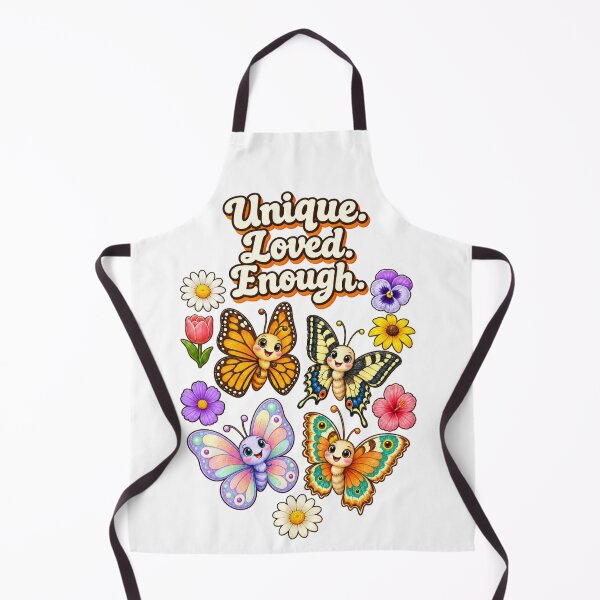 Item preview, Unique. Loved. Enough. – Cute Butterflies & Wildflowers Inspirational Design designed and sold by Cartoon art with a purpose ❤️ Supporting Althea’s friends .