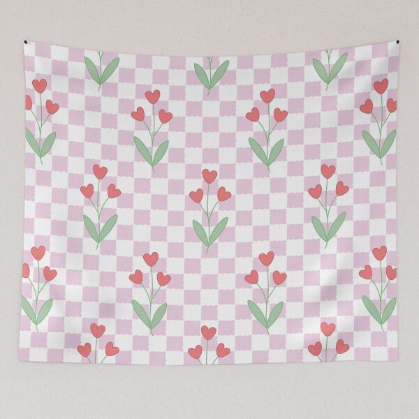Item preview, Cute Red Heart Flower Gingham Seamless Pattern designed and sold by prapapon.